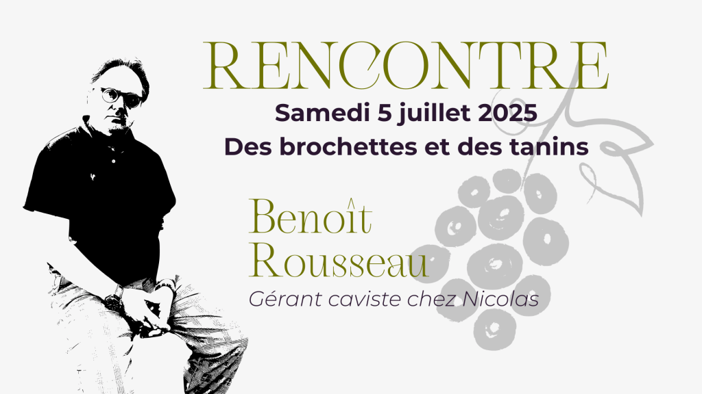 Benoît Rousseau en image avec écrit "Rencontre le 5 juillet"